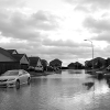 Neighborhood street with flooding