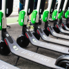Row of dockless scooters