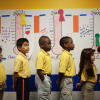 School kids lined up