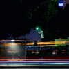 Bus stop in downtown Los Angeles at night