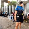 Austin police officers speak to people