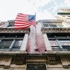 American flag on building American flag on building