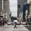 Woman crossing the street