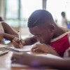 Boy working on school work