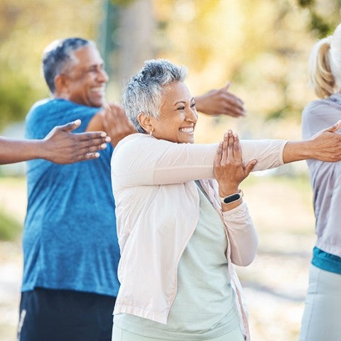 seniors exercising outdoors
