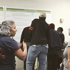 Settegast residents gather at the Hobart Taylor Community Center.