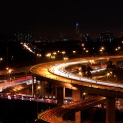 Highway traffic at night