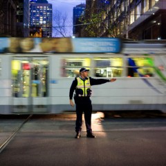 Image of police officer directing traffic
