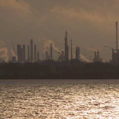 View of refinery from the water