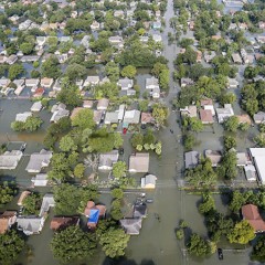 Aerial view of flooding in southeast Houston